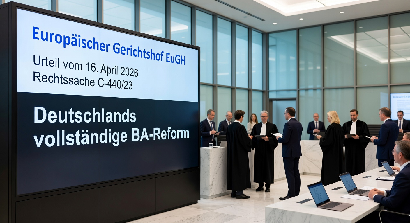 Gerichtssaal-Szene mit Richterhammer und Aktenstapeln, illustriert die juristische Auseinandersetzung um Glücksspielverträge in Europa