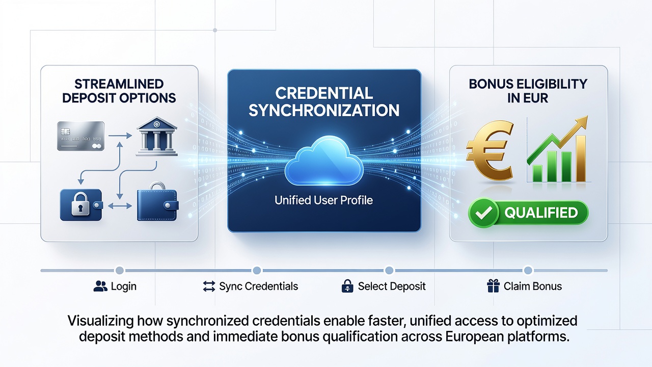 Illustration der Integration von synchronisierten Credentials in Einzahlungssysteme für Bonusberechtigungen auf europäischen Plattformen